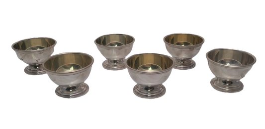 Six Small Tiffany & Co. Salt Cellars in Sterling Silver with Gold Wash
