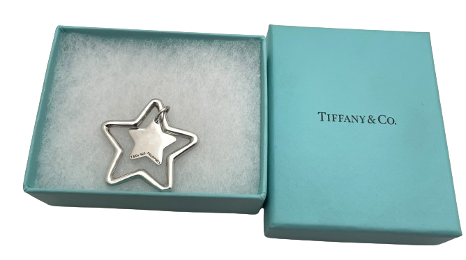 Tiffany & Co. Sterling Silver Star-Shaped Key Ring or Chain with Original Box