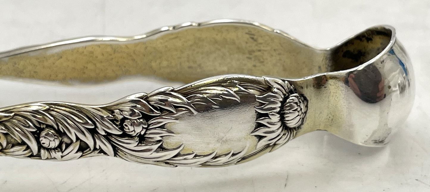 Tiffany & Co. Sterling Silver Sugar Tongs in Chrysanthemum Pattern from 1880