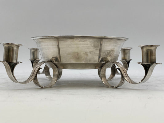 Tiffany & Co. Centerpiece Bowl / Four-Light Candelabra in Mid-Century Modern Style