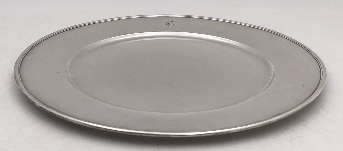 Tiffany & Co. Set of 3 Sterling Silver Chargers/ Dinner Plates from 1912 in Art Deco Style
