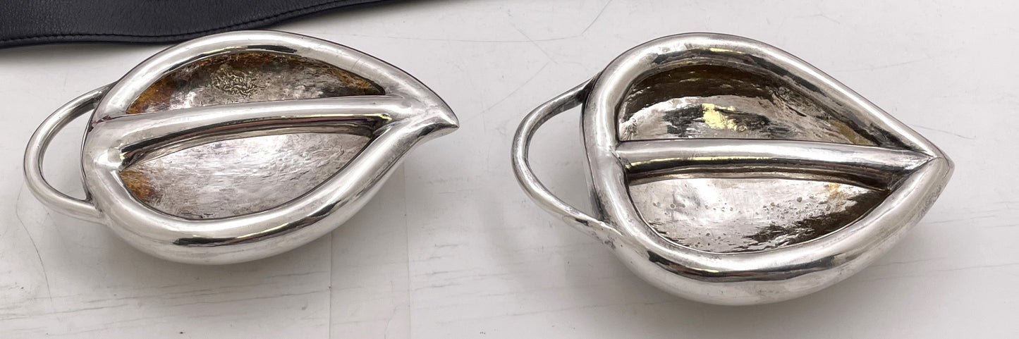 Set of 3 Elsa Peretti for Tiffany & Co. Sterling Silver Belt Buckles with 5 Leather Belts from 1970s